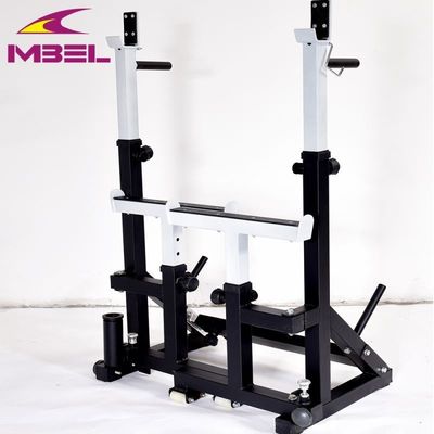GRAU/SCHWARZ Gefalteter Power Fitness Rack Integrierter Fitnesstrainer für platzsparende Trainingseinheiten