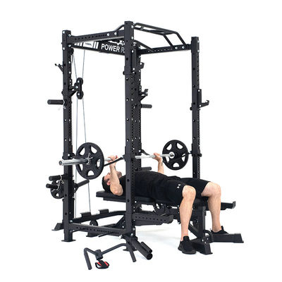 Klappbarbell Squat Power Rack Käfig mit Lat Ziehen Sie nach unten und 360 Landmine für Heimgymnastik